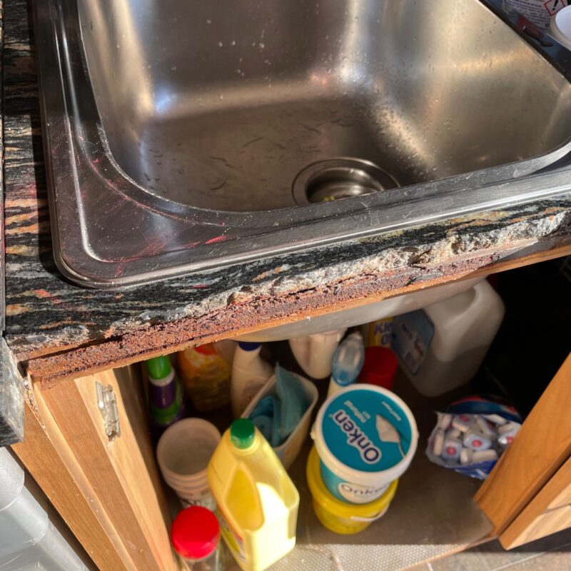 granite has a piece missing from it